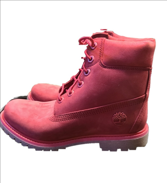 Timberland Red Nubuck Lace-Up Boots Size 7 (38 EU) - Picture 3 of 5